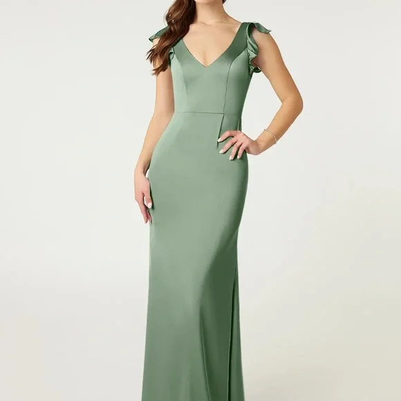Azazie | Dresses | Azazie Vero In Dusty Sage Stretch Satin Size A8 Bridesmaid  Dress | Poshmark